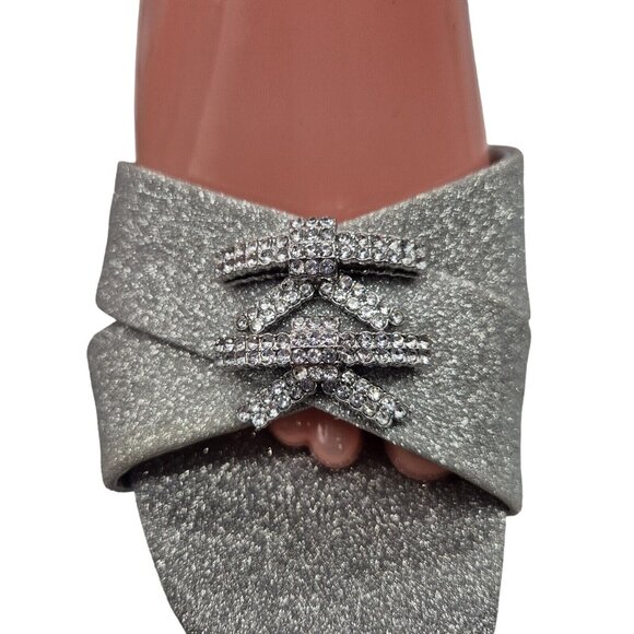 Gianni Bini Women’s Platform Heels Size 9.5 Silver Glitter Rhinestone Dempse 674 - Picture 7 of 13